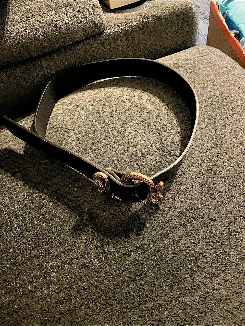 Snake Buckle Belt in Black & Gold Like New